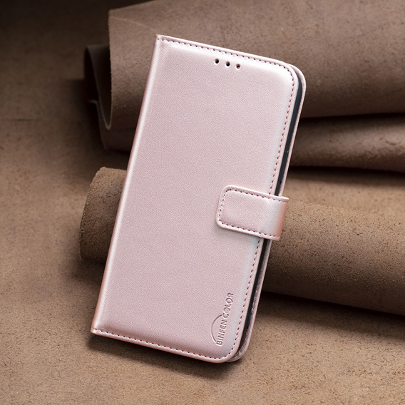 Klopové pouzdro pro Samsung Galaxy A25 5G, BINFEN Wallet, růžové rose gold  + 9H sklo 