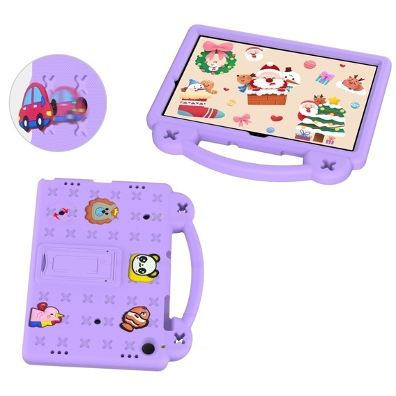 Dětské pouzdro pro Samsung Galaxy Tab A9+, Cute Patterns, se stojánkem, fialové