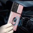 Pancéřové pouzdro pro Samsung Galaxy S23, Camera Slide Card Slot, růžové rose gold
