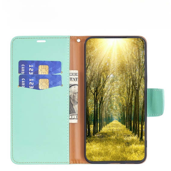 Klopové pouzdro pro Samsung Galaxy A34 5G, Wallet Litchi Magnet, zelené