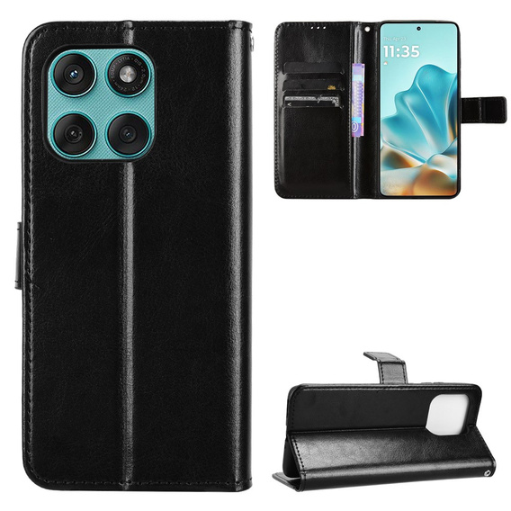 Klopové pouzdro pro Motorola Edge 60 / 60 Fusion, Crazy Horse Wallet, černé