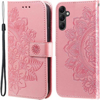 Klopové pouzdro pro Samsung Galaxy A14 4G/5G, Mandala Flower, růžové rose gold