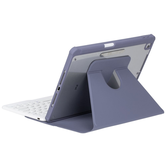 Pouzdro s klávesnicí pro iPad 11" 2025 A16 (11 gen.) / iPad 10.9" 2022 (10 gen.), Rotary 360° Leather, fialové