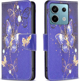 Klopové pouzdro pro Xiaomi Redmi Note 13 Pro 5G, Wallet, Butterflies fialové