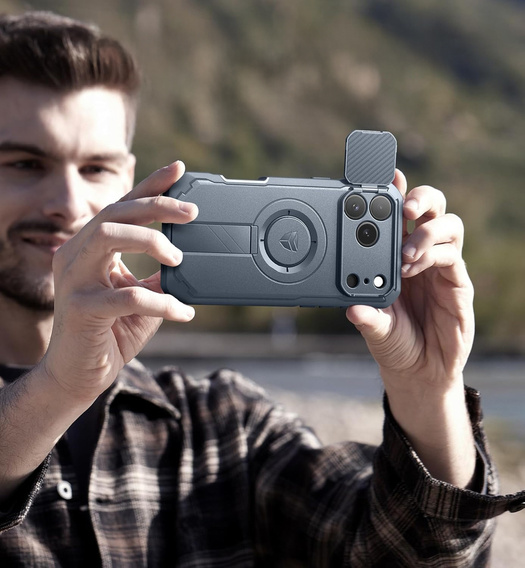 Pancéřové pouzdro Dexnor se stojánkem a spouští fotoaparátu, pro MagSafe pro iPhone 17 Pro Max
