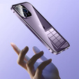 Pouzdro pro iPhone 14 Pro Max, Magnetic Dual Glass, fialové
