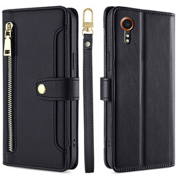Klopové pouzdro pro Samsung Galaxy Xcover 7, Wallet Zipper Pocket, černé