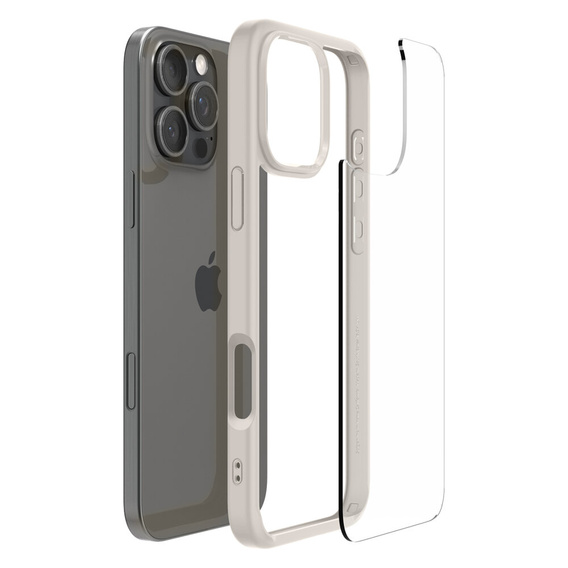 Pouzdro Spigen pro iPhone 16 Pro Max, Ultra Hybrid, transparentní / titanová + 9H tvrzené sklo