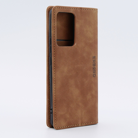 Pouzdro pro Xiaomi 13 lite, ERBORD Vintage peněženka s klopou, hnědé