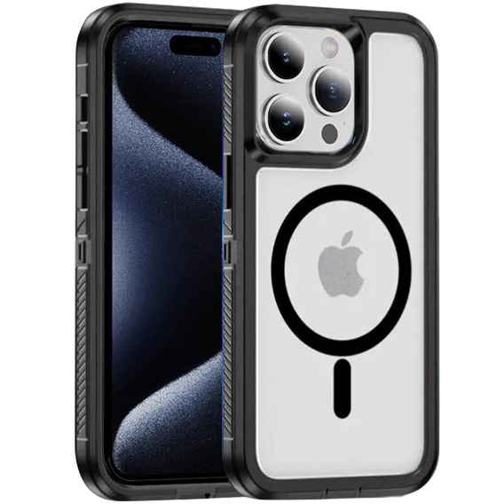 Pouzdro s rámečkem pro iPhone 15 Pro, pro MagSafe, průhledné / černé