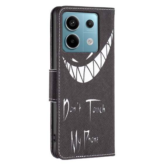 Klopové pouzdro pro Xiaomi Redmi Note 13 Pro 5G, Wallet, Don't Touch My Phone černé