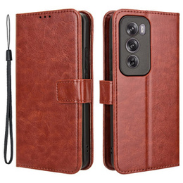 Klopové pouzdro pro Oppo Reno 12 Pro, Crazy Horse Wallet, hnědé