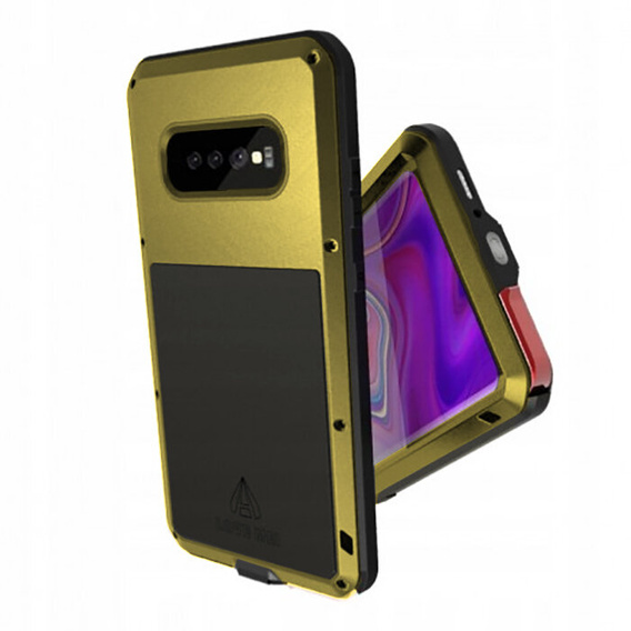 Pouzdro Love Mei pro Samsung Galaxy S10+ Plus, armored with glass, žluté
