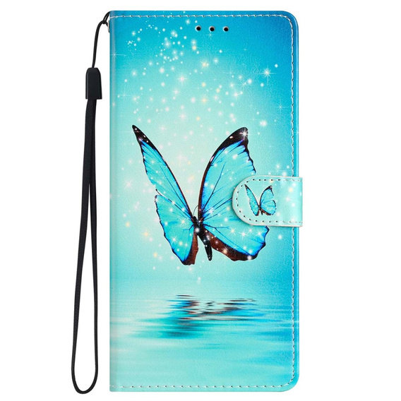 Klopové pouzdro pro Samsung Galaxy A25 5G, Wallet, Butterfly, modré + 9H sklo 