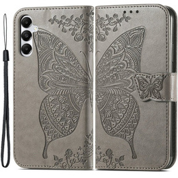 Klopové pouzdro pro Samsung Galaxy A05s, Butterfly, šedé