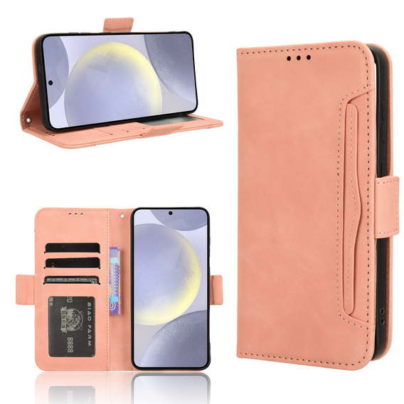 Klopové pouzdro pro Samsung Galaxy S25 FE, Card Slot, růžové