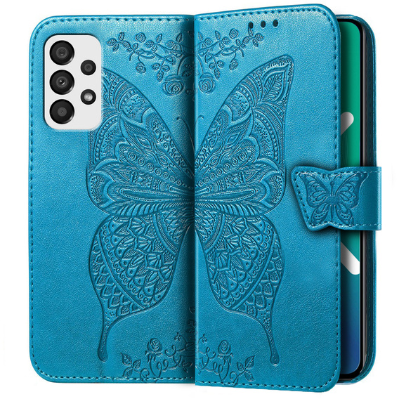 Klopové pouzdro pro Samsung Galaxy A33 5G, Butterfly, modré