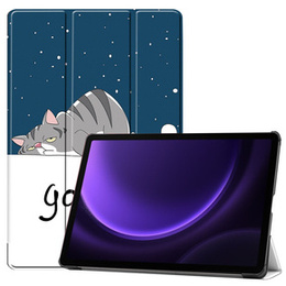 Pouzdro pro Samsung Galaxy Tab S9 FE / S10 FE, s klopou, sleeping cat