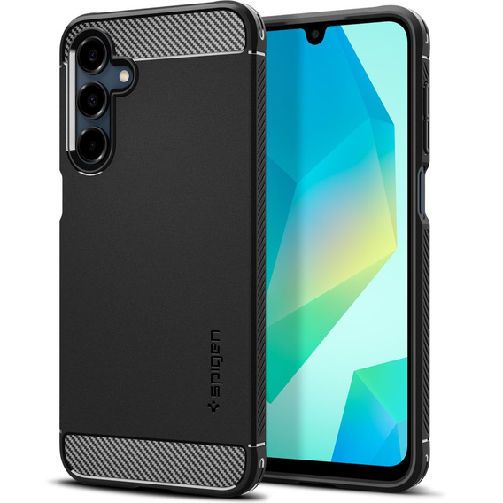 Pouzdro Spigen pro Samsung Galaxy A16 4G/ 5G, Rugged Armor MagSafe, černé + tvrzené sklo 9H