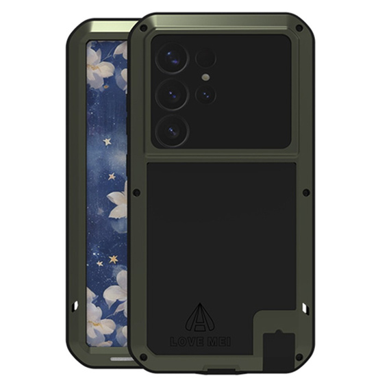 Pouzdro Love Mei pro Samsung Galaxy S25 Ultra, armored with glass, zelené