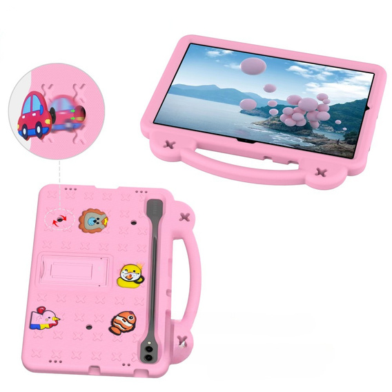 Dětské pouzdro pro Samsung Galaxy Tab S10+ Plus, Cute Patterns, se stojánkem, růžové