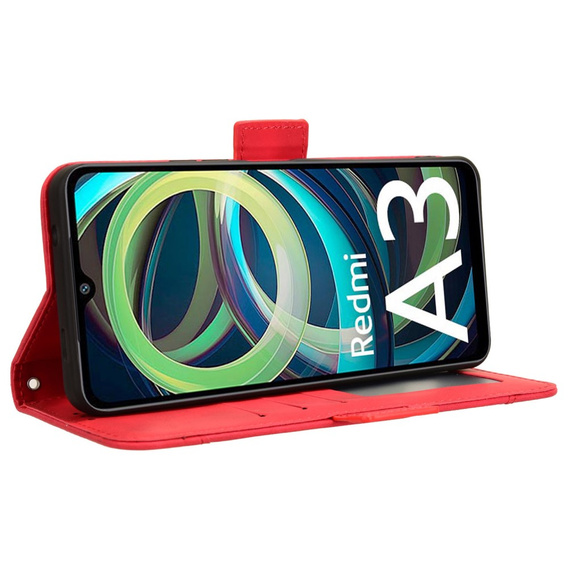 Klopové pouzdro pro Xiaomi Redmi A3, Card Slot, červené