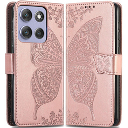 Klopové pouzdro pro Motorola Moto G86 Power 5G, Butterfly, růžové rose gold