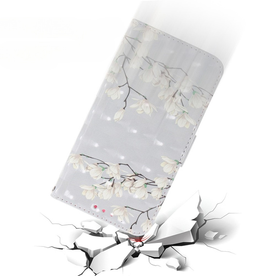 Klopové pouzdro pro Motorola Moto E22 / E22i, Wallet, flowers magnolia, bílé