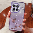 Pouzdro pro OnePlus 12 5G, Glitter Flower, fialové