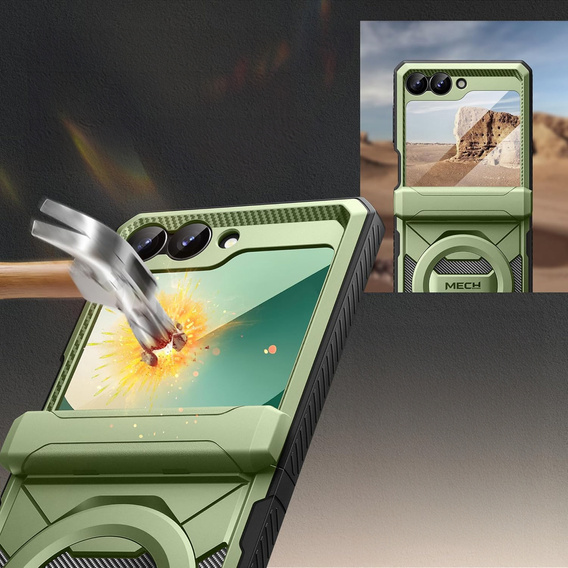 Pouzdro Tongate MECH s MagSafe pro Samsung Galaxy Z Flip7 FE / Z Flip6, zelené