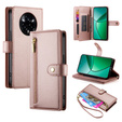 Klopové pouzdro pro Realme 14 Pro 5G, Wallet Zipper Pocket, růžové