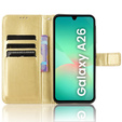 Klopové pouzdro pro Samsung Galaxy A26, Crazy Horse Wallet, zlaté