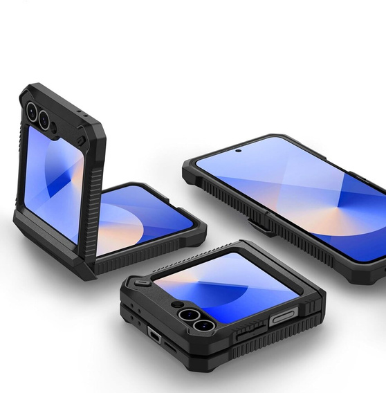 Pancéřové pouzdro pro Samsung Galaxy Z Flip7 FE / Z Flip6, Dexnor Clip Holder, černé