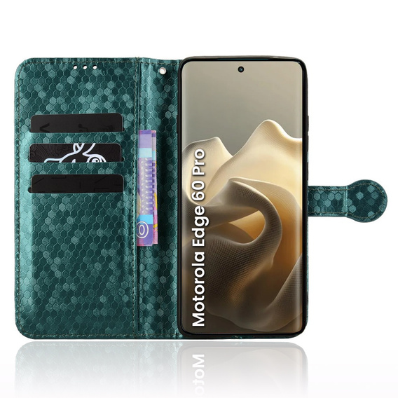Flipové pouzdro pro Motorola Edge 60 Pro, Wallet Rhombus, zelené