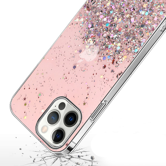 Pouzdro pro iPhone 13 Pro Max, Glittery, růžové