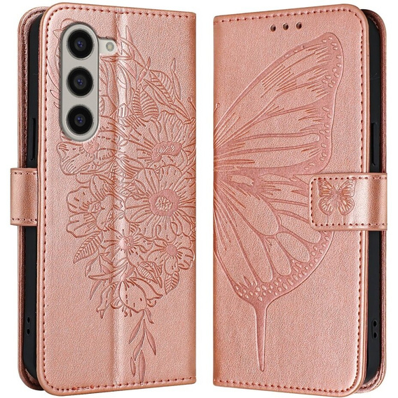 Klopové pouzdro pro Samsung Galaxy Z Fold6 5G, Butterfly, růžové rose gold