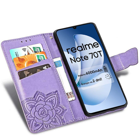 Klopové pouzdro pro Realme Note 70T 4G, Butterfly, fialové