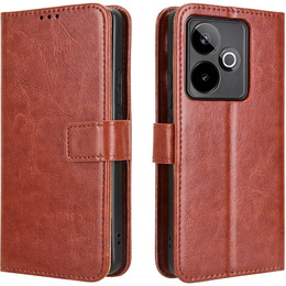 Klopové pouzdro pro Realme GT 7 / 7T, Crazy Horse Wallet, hnědé
