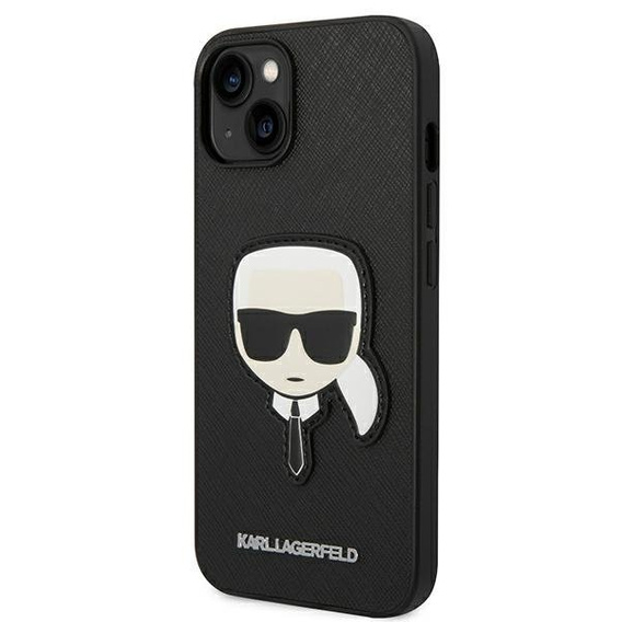 Pouzdro Karl Lagerfeld pro iPhone 14 Plus, Saffiano Karl's Head Patch, černé