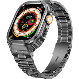 Ocelový náramek s pouzdrem pro Apple Watch 7/8/9 45MM, šedý