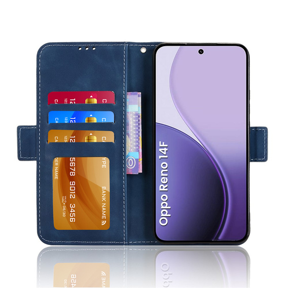 Klopové pouzdro pro Oppo Reno 14F, slot na karty, peněženka, tmavě modré