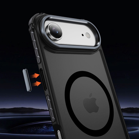 Matné pouzdro pro iPhone Air, pancéřované, pro MagSafe, kouřové s černými boky