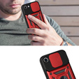 Pancéřové pouzdro pro iPhone 16E, CamShield Slide, červené + tvrzené sklo 9H