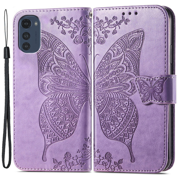 Klopové pouzdro pro Motorola Moto E32 4G, Butterfly, fialové