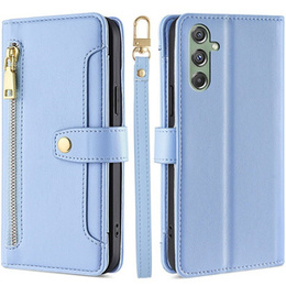 Klopové pouzdro pro Samsung Galaxy M34, Wallet Zipper Pocket, modré