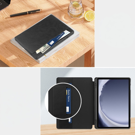 Pouzdro pro Samsung Galaxy Tab A9+, Business Card and Pen Slot, černé