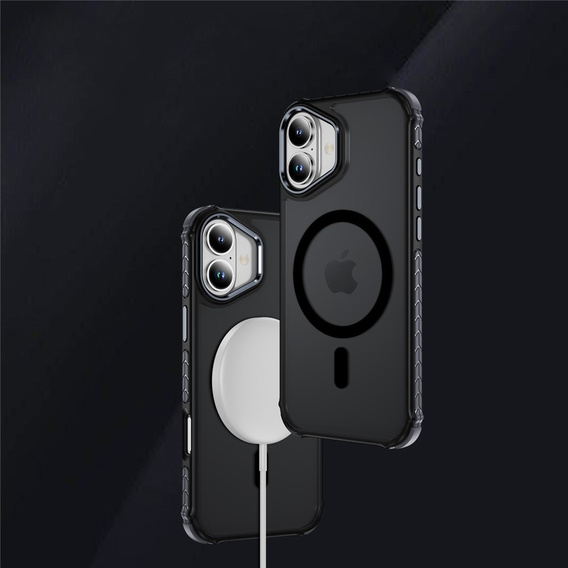Matné pouzdro pro iPhone 17, pancéřované, pro MagSafe, kouřové s černými boky