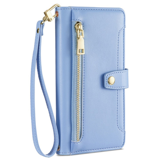 Klopové pouzdro pro Samsung Galaxy A16, Wallet Zipper Pocket, modré