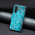 Klopové pouzdro pro Samsung Galaxy A55 5G, Wallet, Sakura, modré