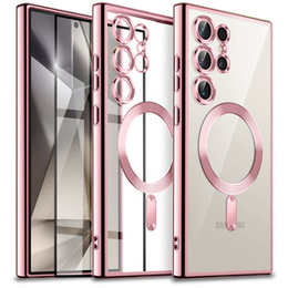 Pouzdro pro Samsung Galaxy S24 Ultra, Electro MagSafe, růžové rose gold + Celoplošné lepení keramického skla